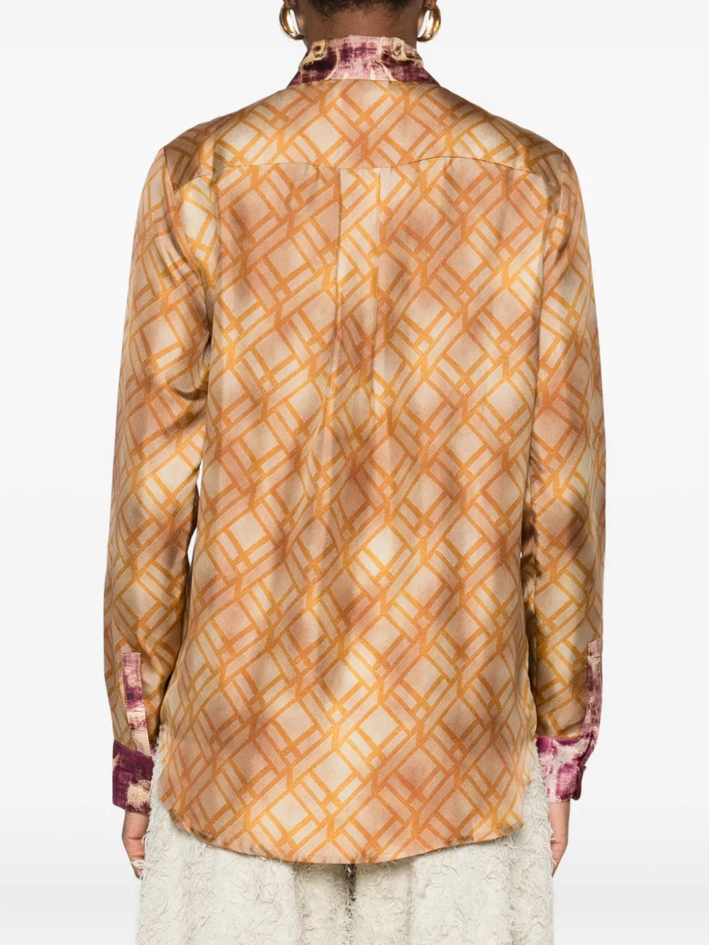 Pierre-louis Mascia Geometric-print Silk Shirt In Brown
