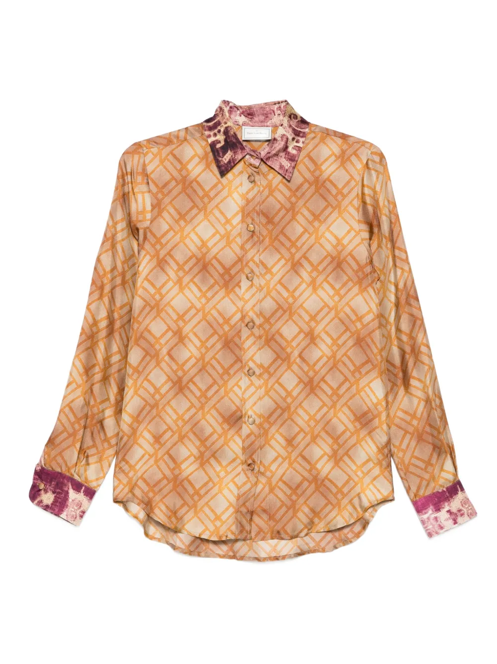 Pierre-Louis Mascia geometric-print silk shirt | Brown | Image 1