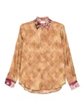 Pierre-Louis Mascia geometric-print silk shirt - Brown