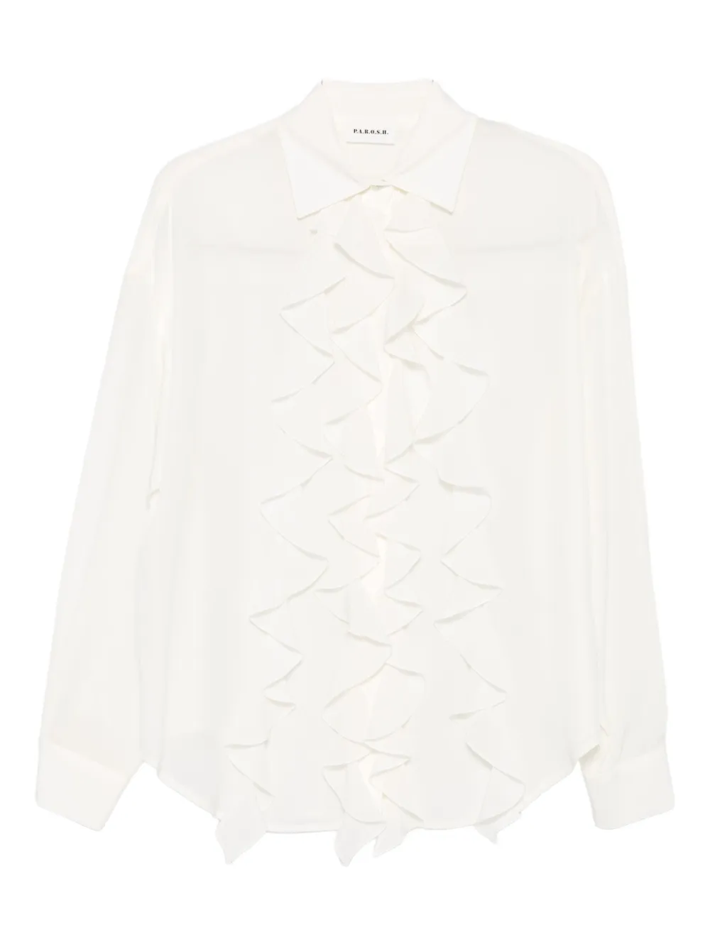 P.a.r.o.s.h Ruffled Silk Shirt In White