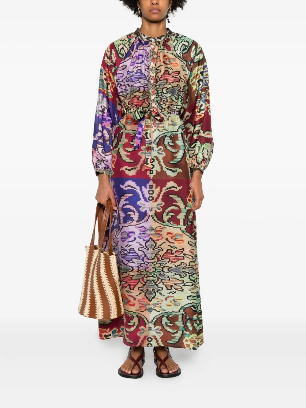 Pierre-Louis Mascia silk button-front maxi dress - Bruin