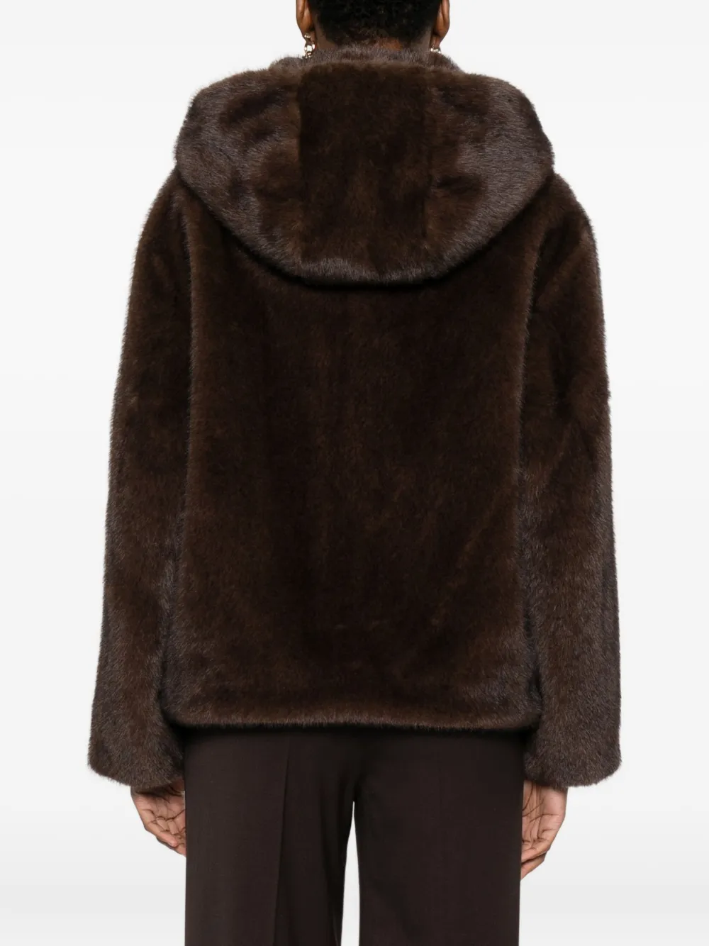 P.a.r.o.s.h Hooded Zip-front Jacket In Brown