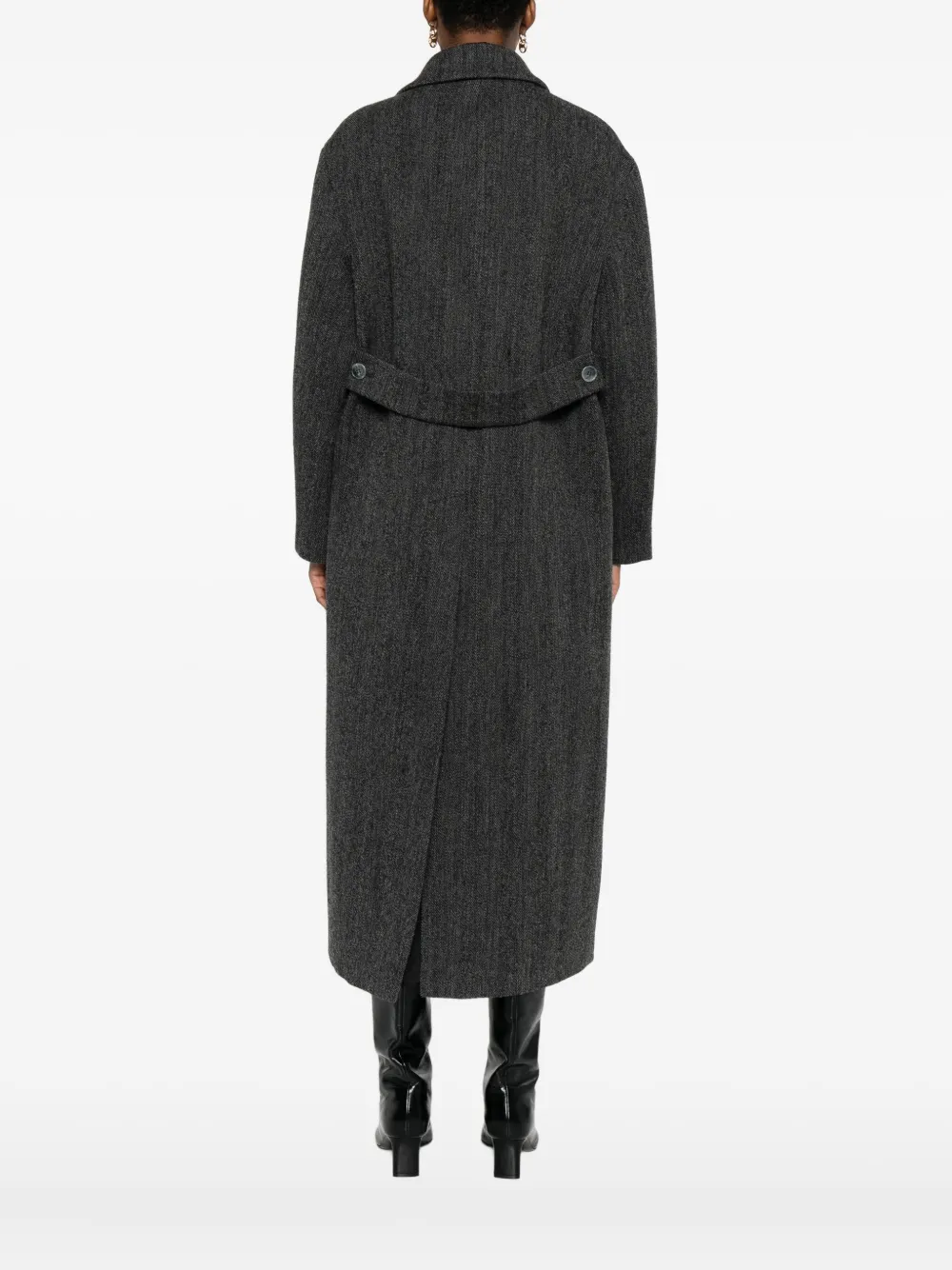 P.a.r.o.s.h Herringbone Double-breasted Coat In Gray
