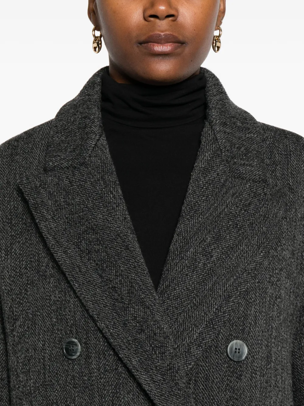 P.a.r.o.s.h Herringbone Double-breasted Coat In Gray