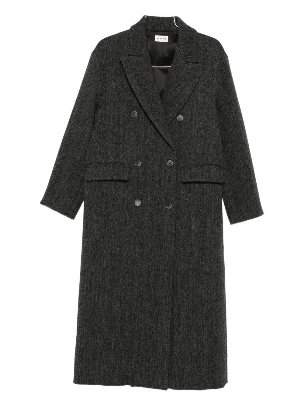 P.a.r.o.s.h Herringbone Double-breasted Coat In Gray