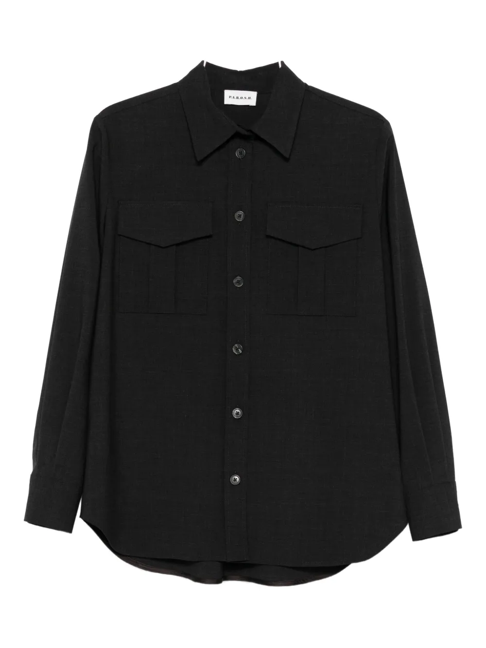 P.a.r.o.s.h Double-pocket Long-sleeve Shirt In Black