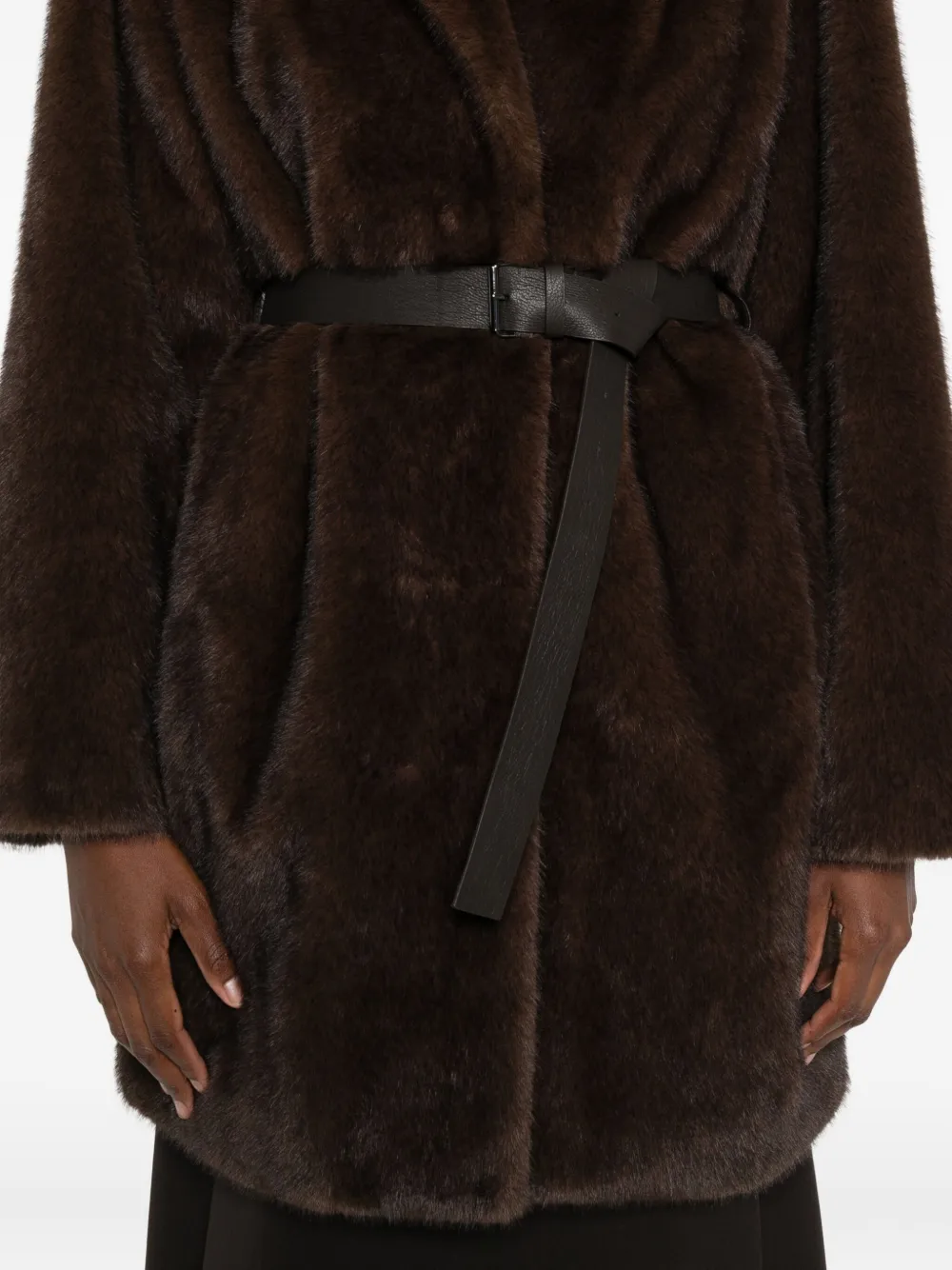 P.A.R.O.S.H. Jas met revers en ceintuur Bruin