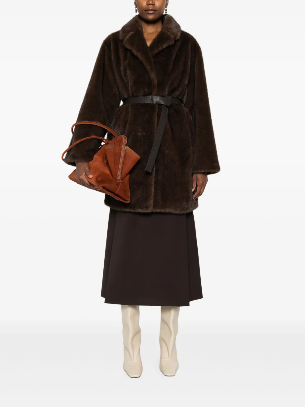 P.A.R.O.S.H. belted lapel coat | Faux Fur & Shearling Coats | Image 2