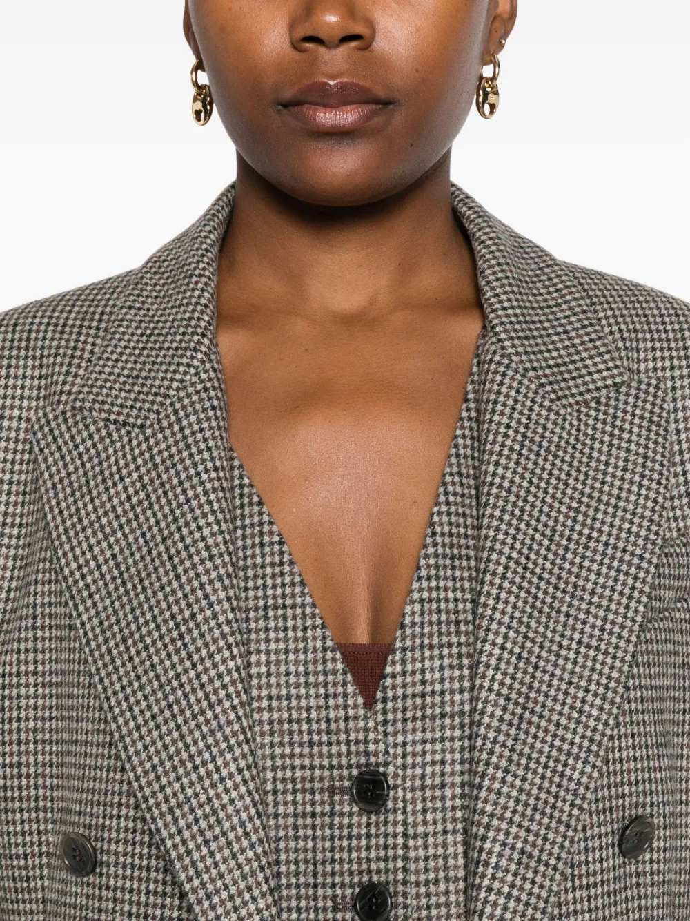 P.a.r.o.s.h Check-pattern Double-breasted Blazer In Brown