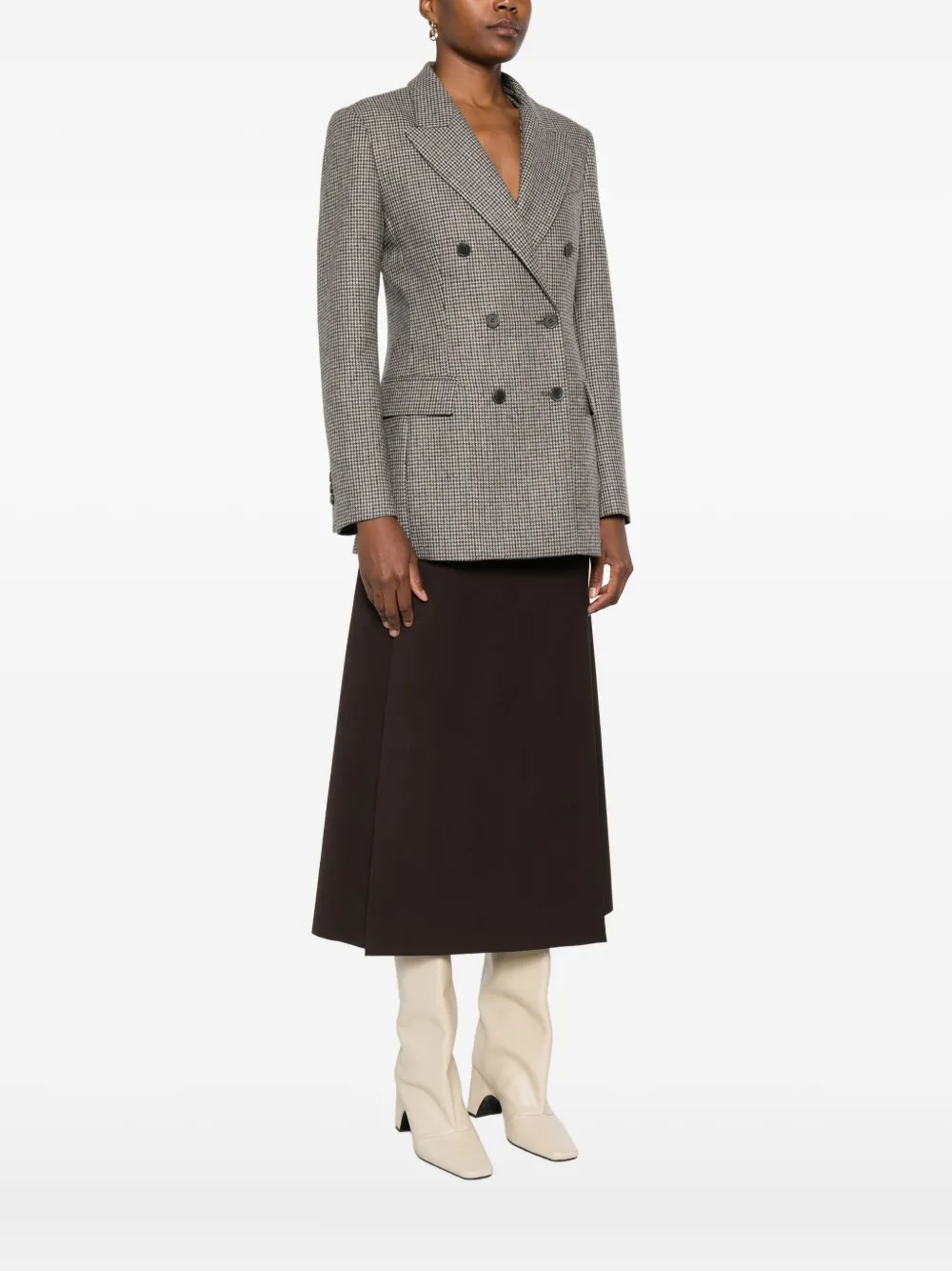 P.a.r.o.s.h Check-pattern Double-breasted Blazer In Brown
