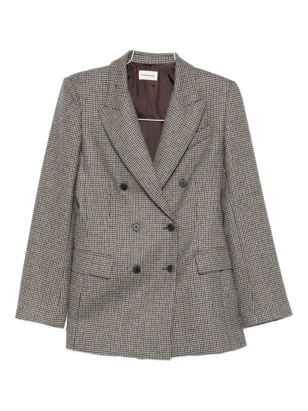 P.a.r.o.s.h Check-pattern Double-breasted Blazer In Brown