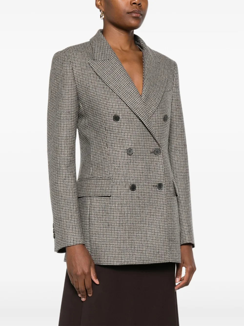 P.A.R.O.S.H. Geruite blazer met dubbele rij knopen Bruin