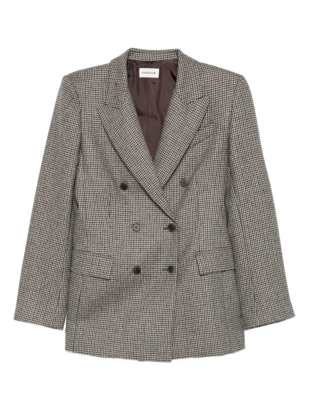 P.A.R.O.S.H. check-pattern double-breasted blazer | Brown | Image 1