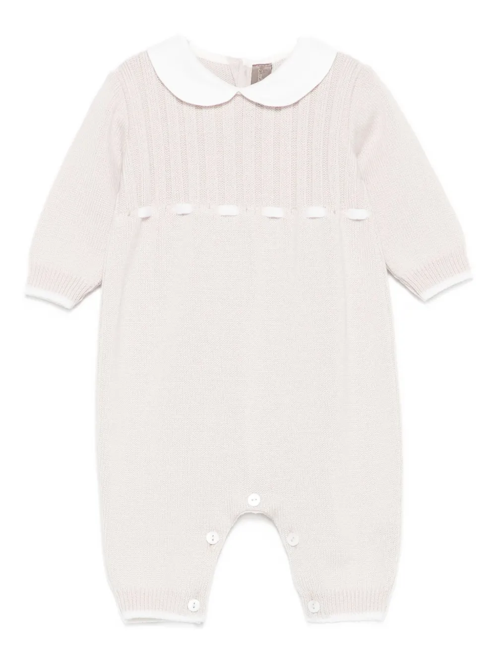 Little Bear Peter Pan-collar Romper In Neutral