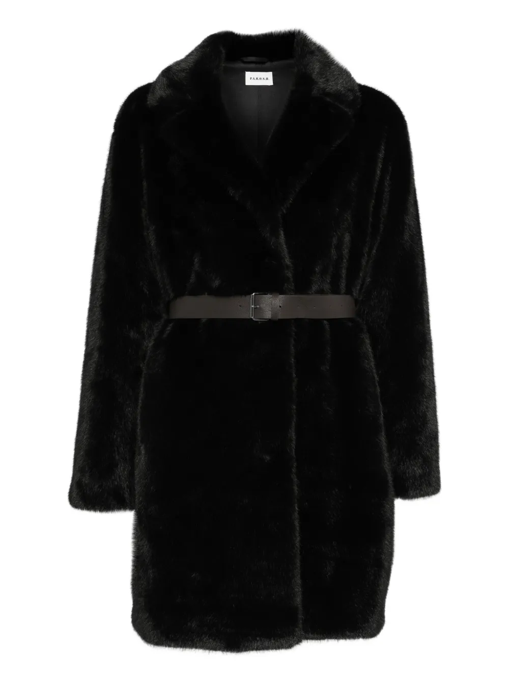 P.A.R.O.S.H. belted faux-fur coat | Black | Image 1