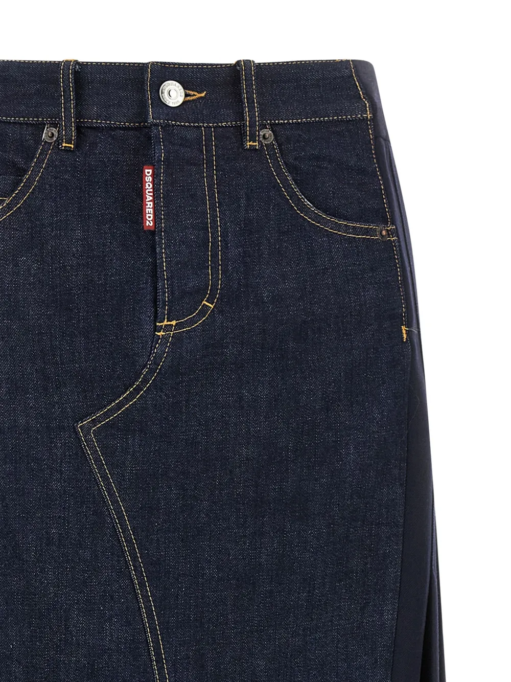 DSQUARED2 Plooirok met denim vlakken Blauw