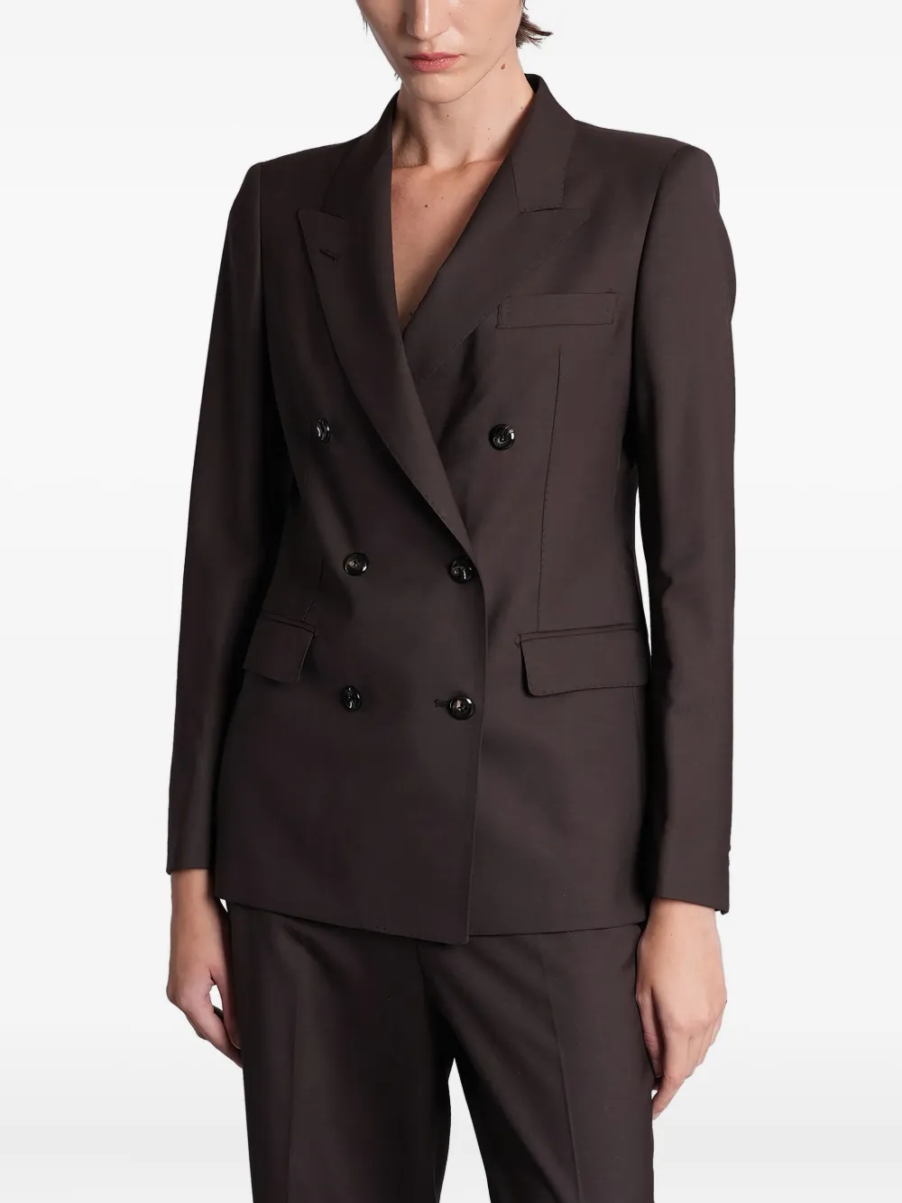 Tagliatore Double-breasted Tailored Suit In Brown