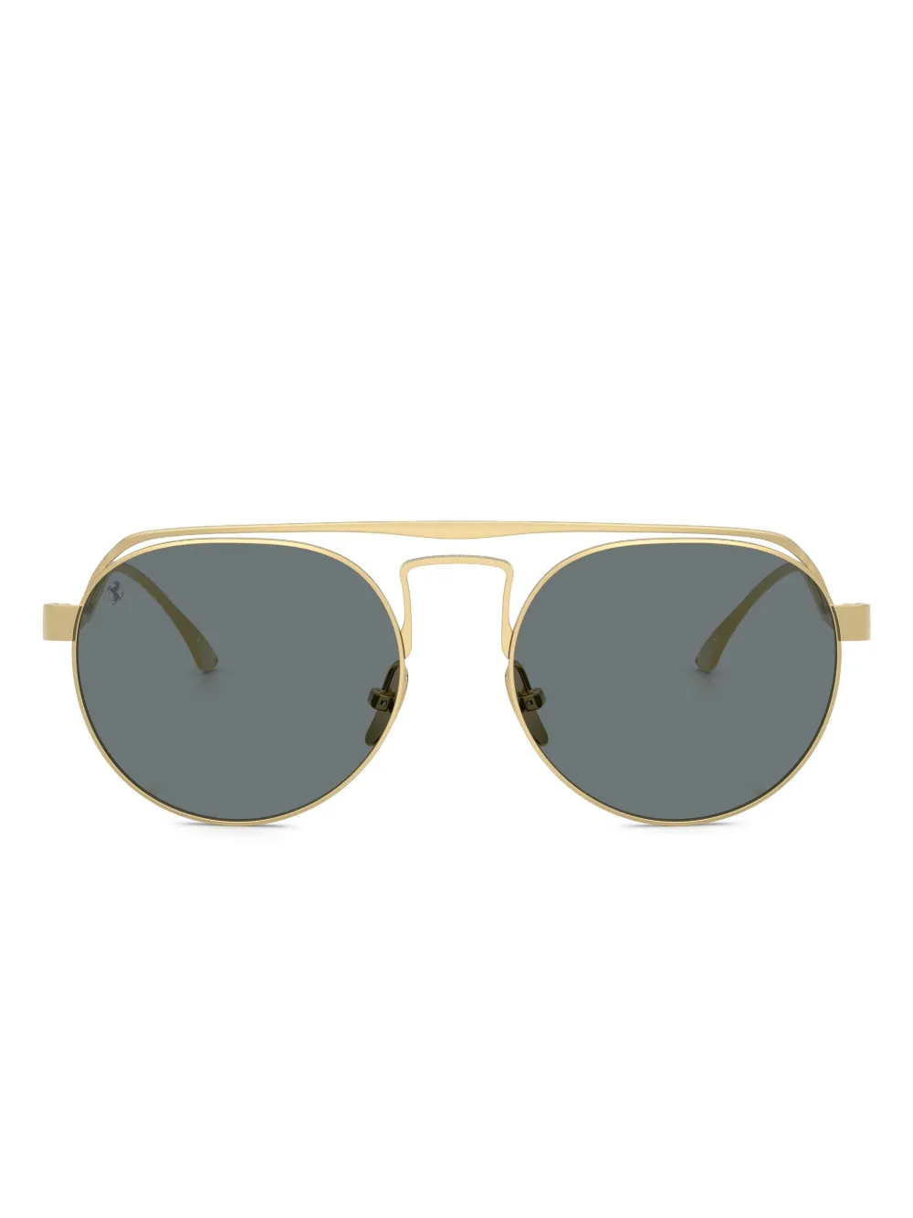 Ferrari Round-frame Double-bridge Sunglasses In Gold