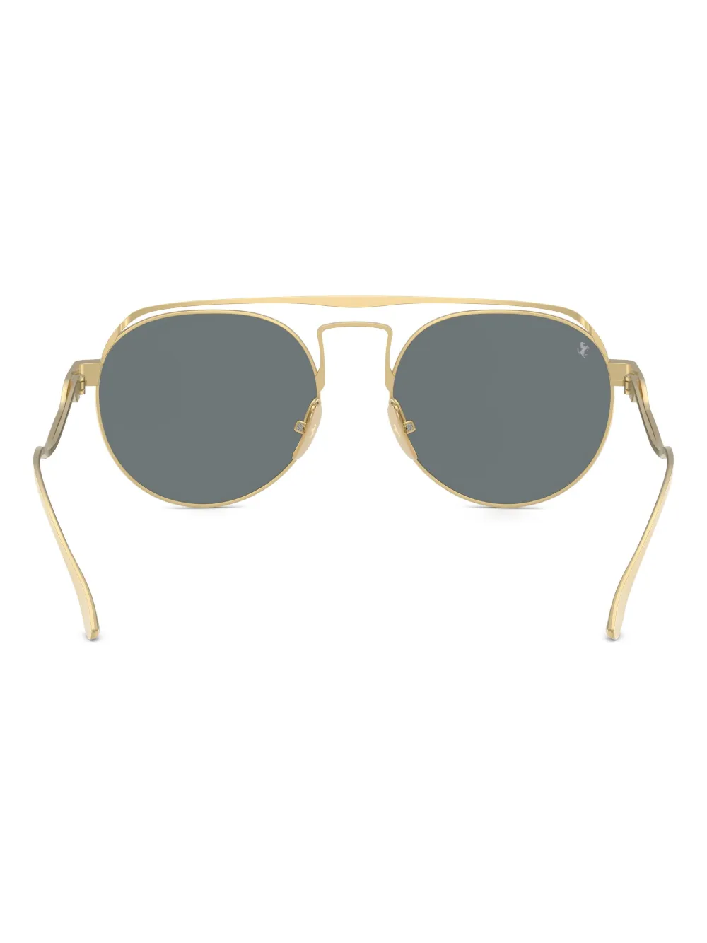 Ferrari Round-frame Double-bridge Sunglasses In Gold