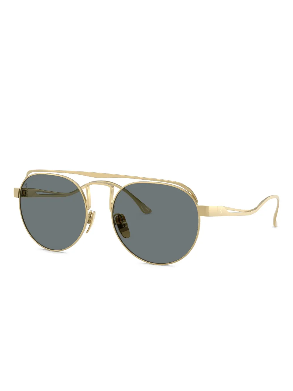 Ferrari Round-frame Double-bridge Sunglasses In Gold