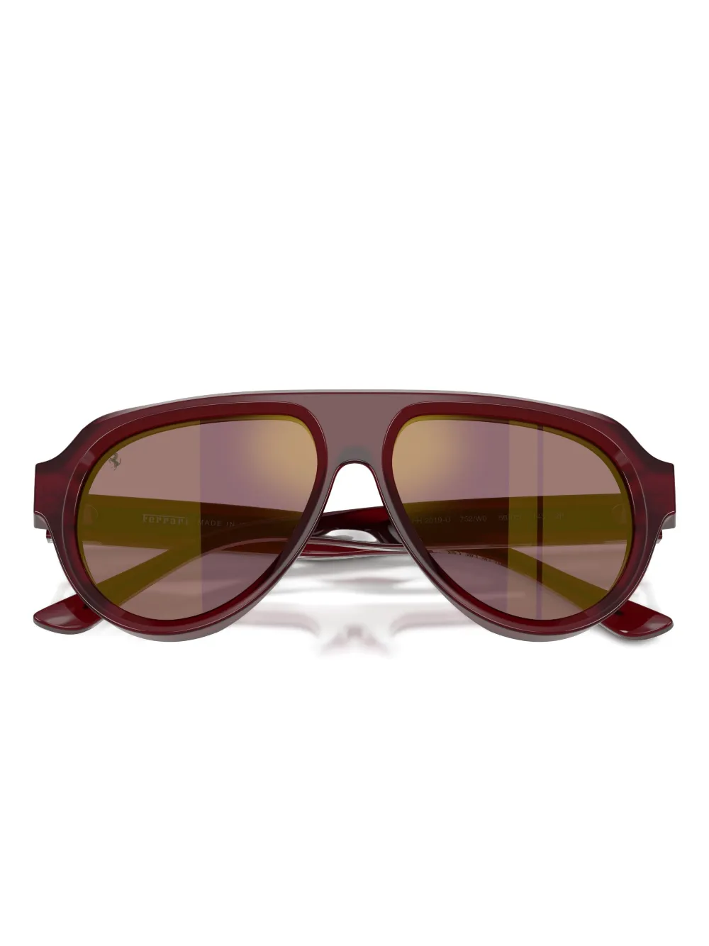 Ferrari Sunglasses In Opal Red Acetate With Gold Mirrored Violet Polarized Lenses In Brown