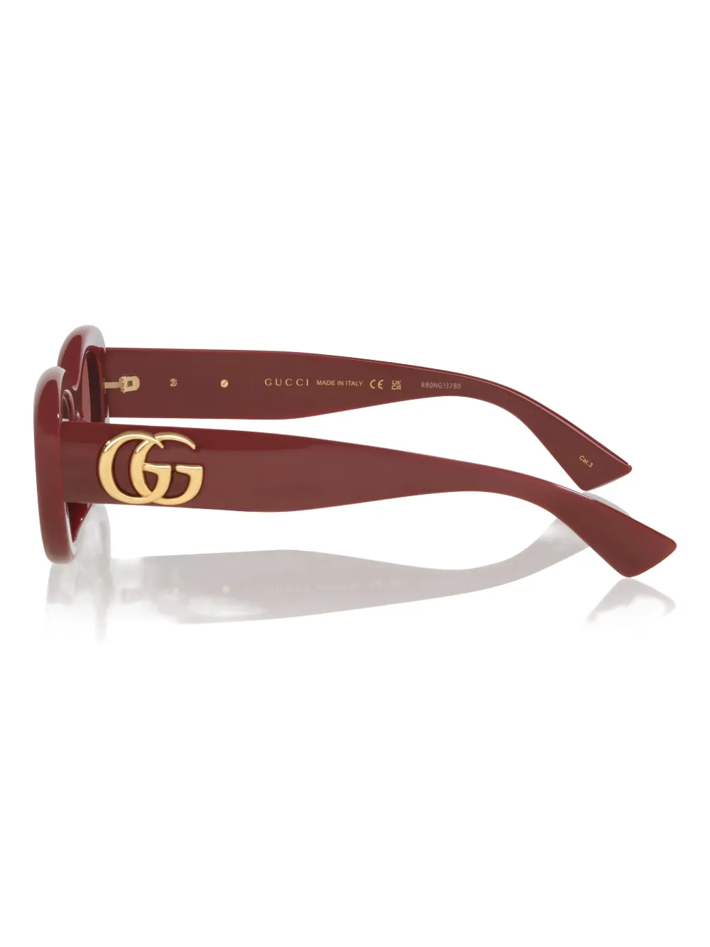 Gucci Womens Red Gg1829sk Oval-frame Acetate Sunglasses In Red