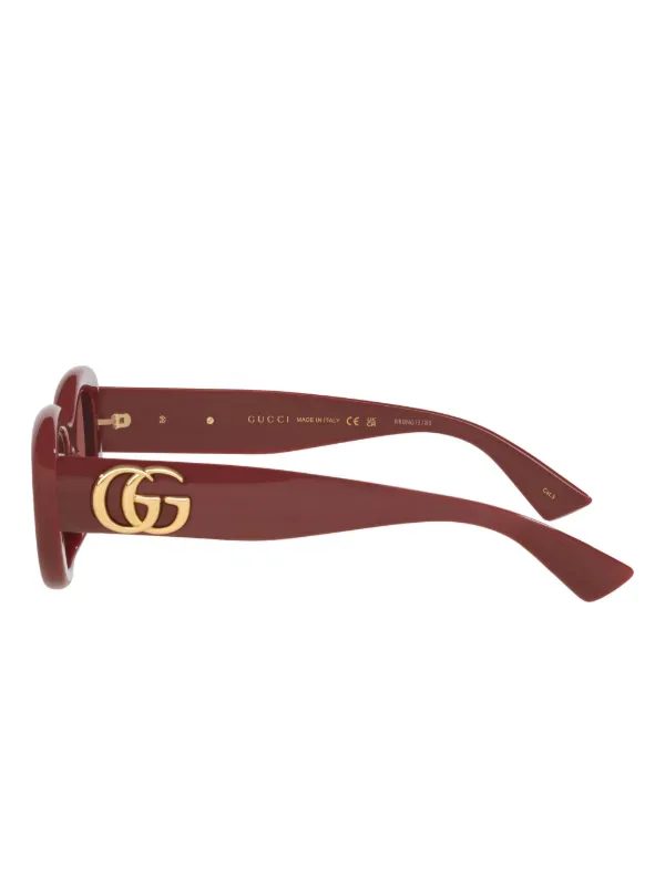 Gucci Eyewear GG-logo oval-frame Sunglasses | Red | FARFETCH