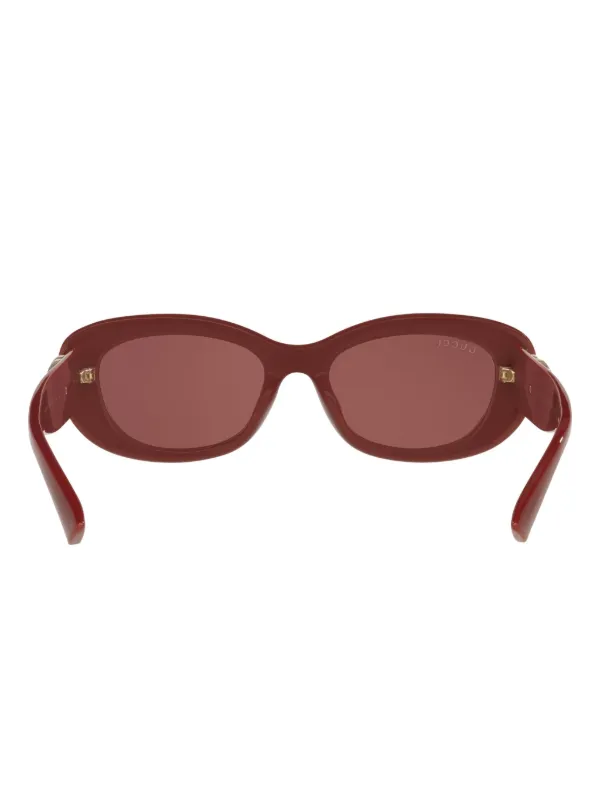 Gucci Eyewear GG-logo oval-frame Sunglasses | Red | FARFETCH