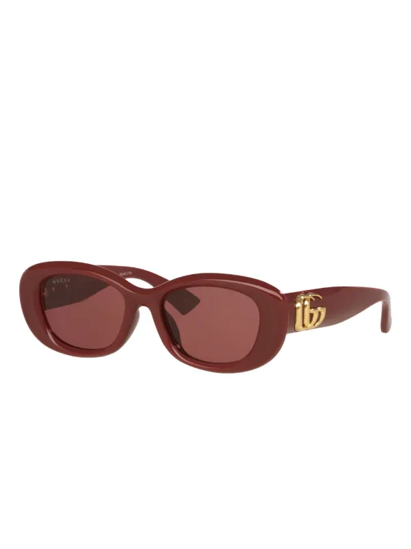 Gucci Eyewear GG-logo oval-frame Sunglasses | Red | FARFETCH