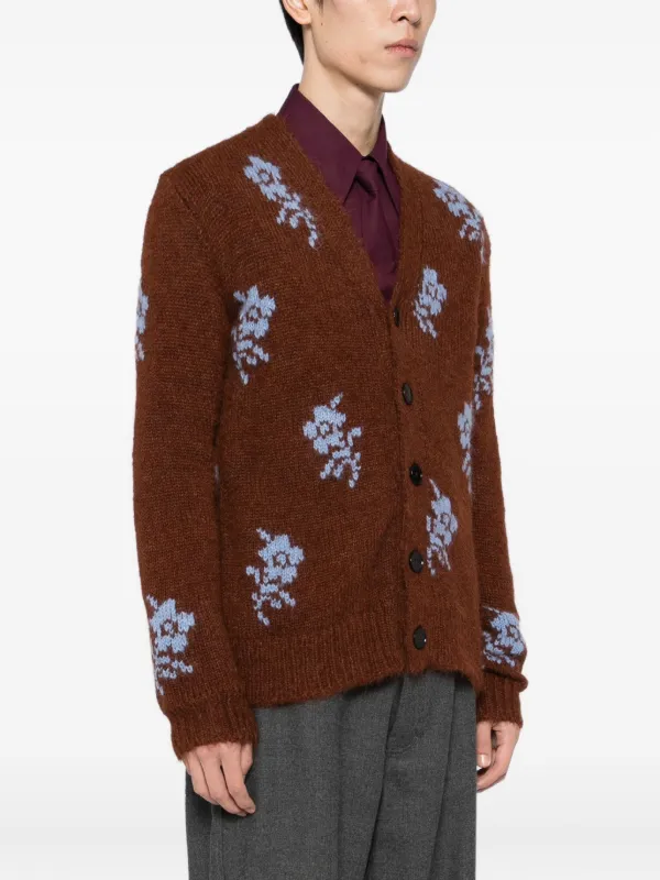 Jil Sander floral-print Cardigan | Brown | FARFETCH UZ