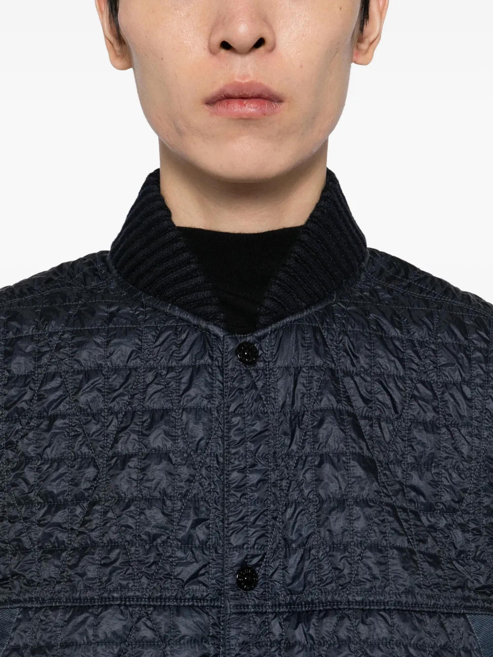 Stone Island Quilted Vest With Anti-drop And Wind Resistance In Blue