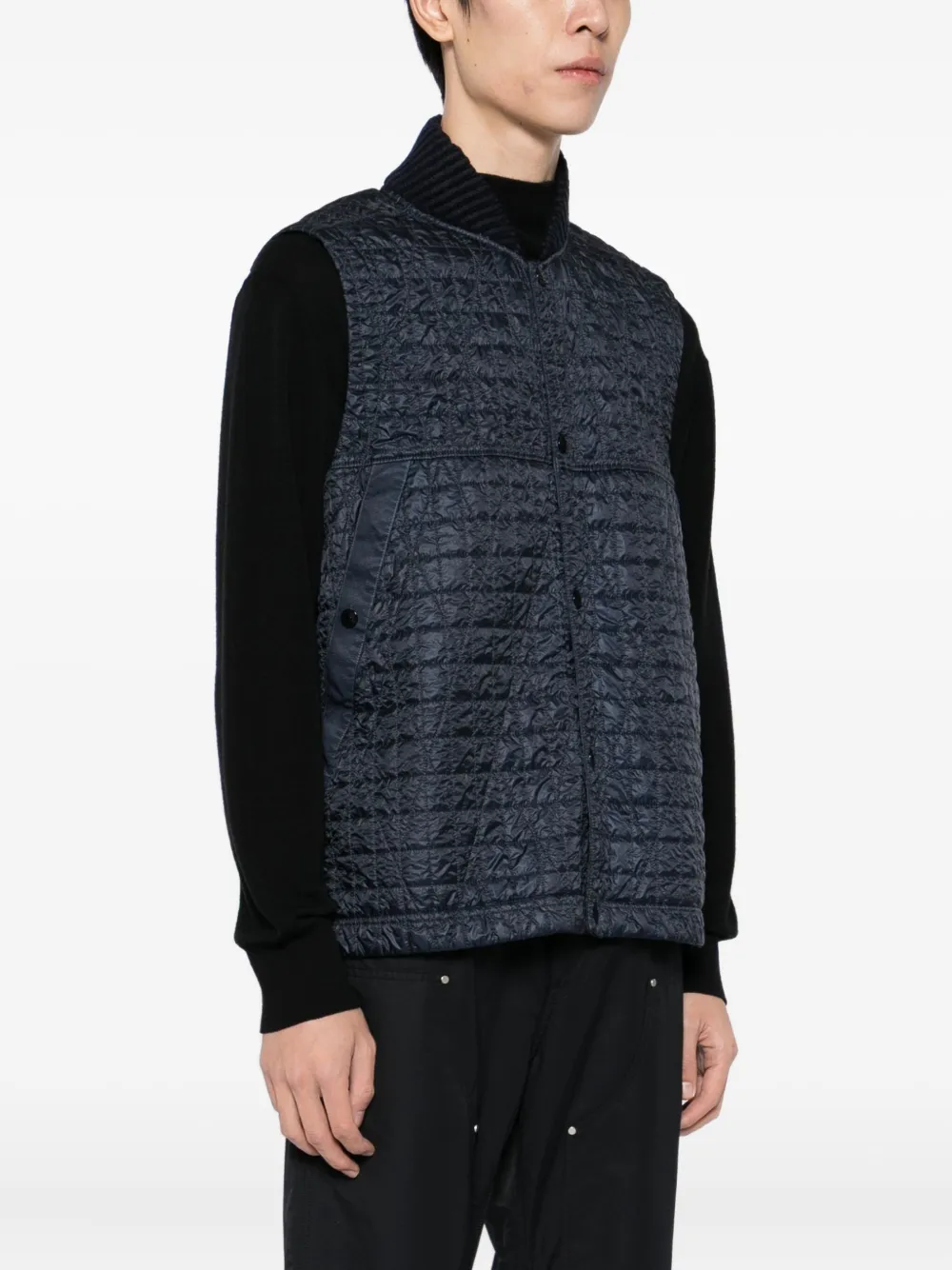 Stone Island Quilted Vest With Anti-drop And Wind Resistance In Blue