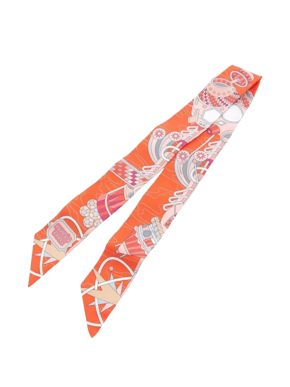 Hermès Pre-Owned 2020s Odyssey ribbon scarf - オレンジ Hermès Pre-Owned 2020s Odyssey ribbon scarf - オレンジ