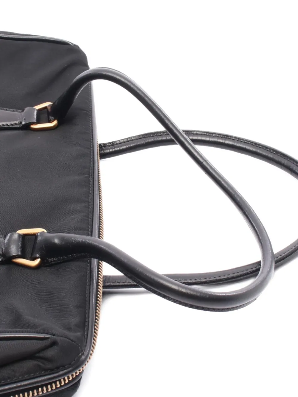 Pre-owned Prada 2000s Re-nylon Leather-trimmed Shoulder Bag In Black