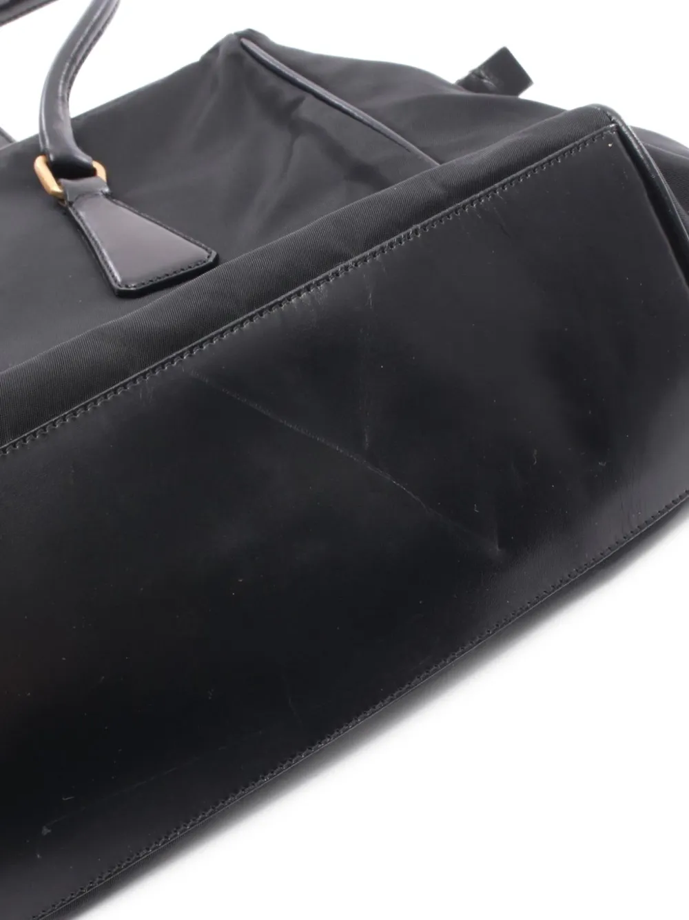 Pre-owned Prada 2000s Re-nylon Leather-trimmed Shoulder Bag In Black