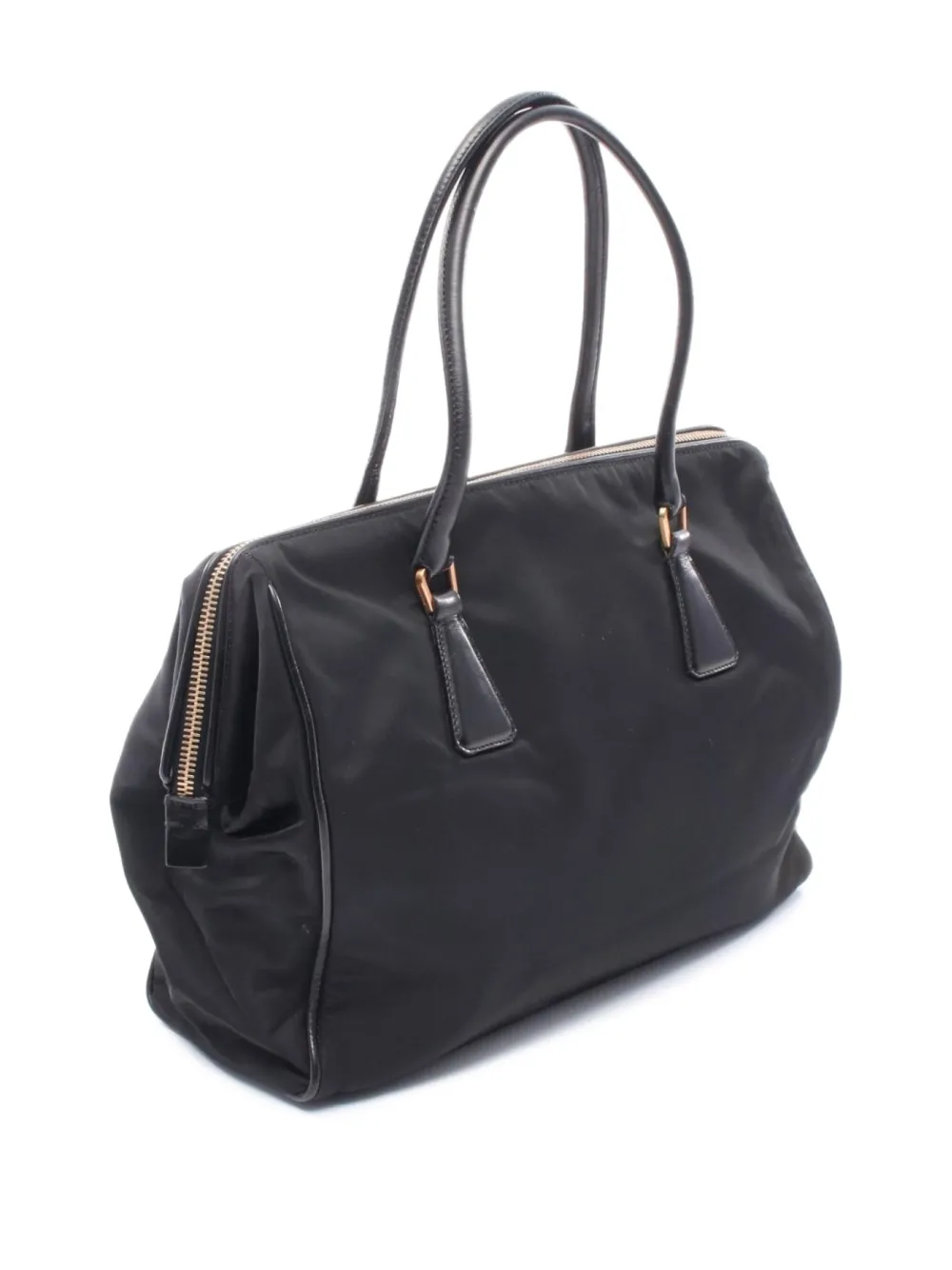 Pre-owned Prada 2000s Re-nylon Leather-trimmed Shoulder Bag In Black