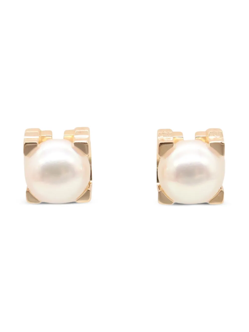 Cartier 2010s 18K rose gold C-do Akoya pearl earrings | Pink | Image 1