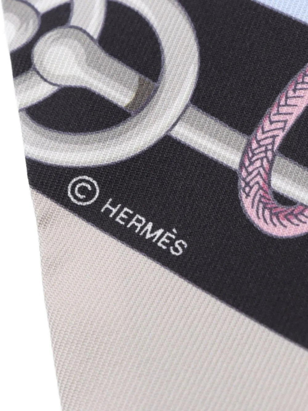 Pre-owned Hermes 2020s Cliquetis Ribbon Scarf In Black