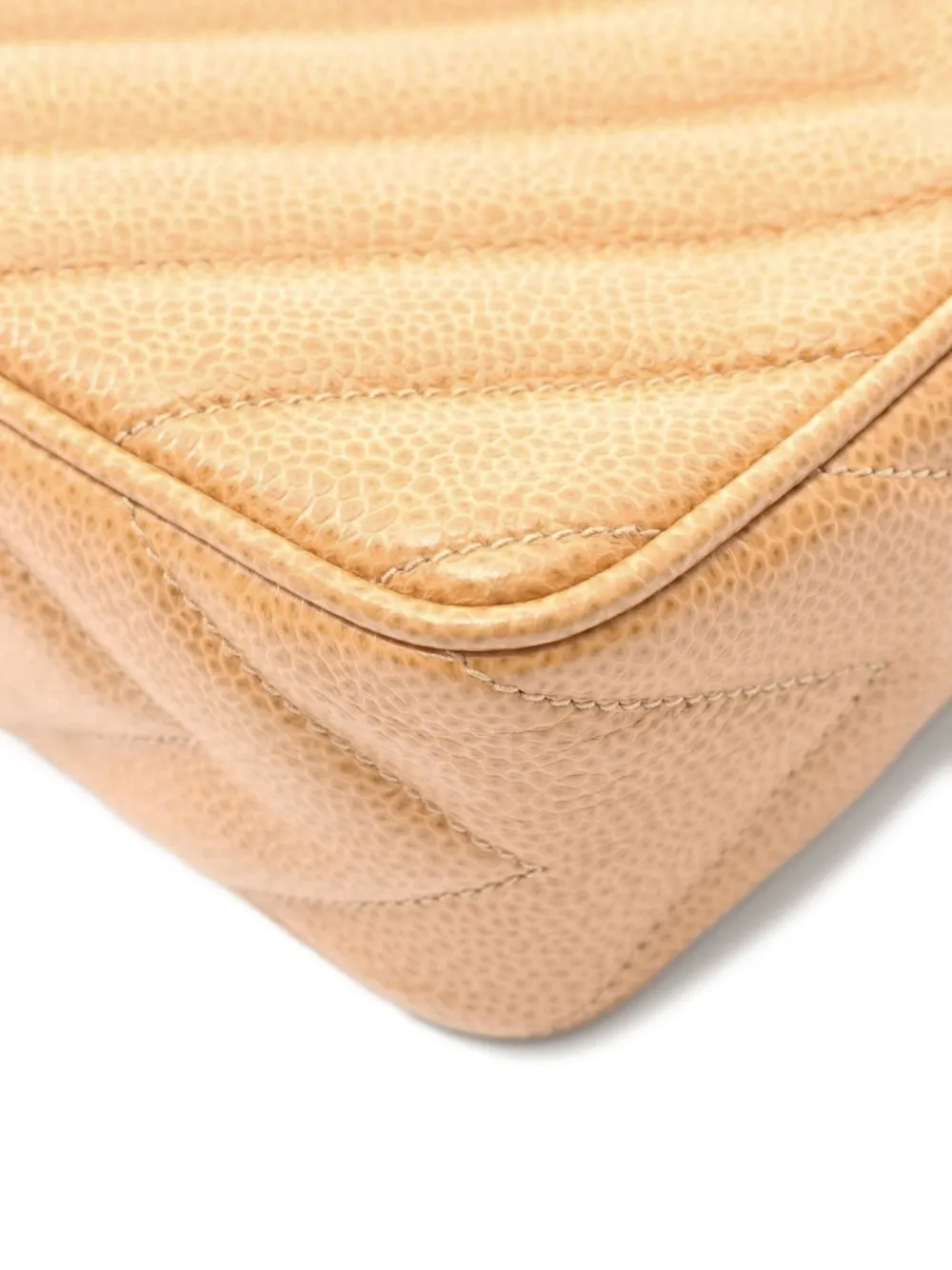 Pre-owned Chanel 1991-1994 Diamond-stitch Chain Shoulder Bag In Neutral