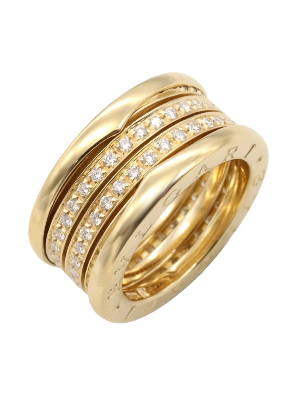 Pre-owned Bvlgari 10s 18k Yellow Gold B-zero Diamond Ring