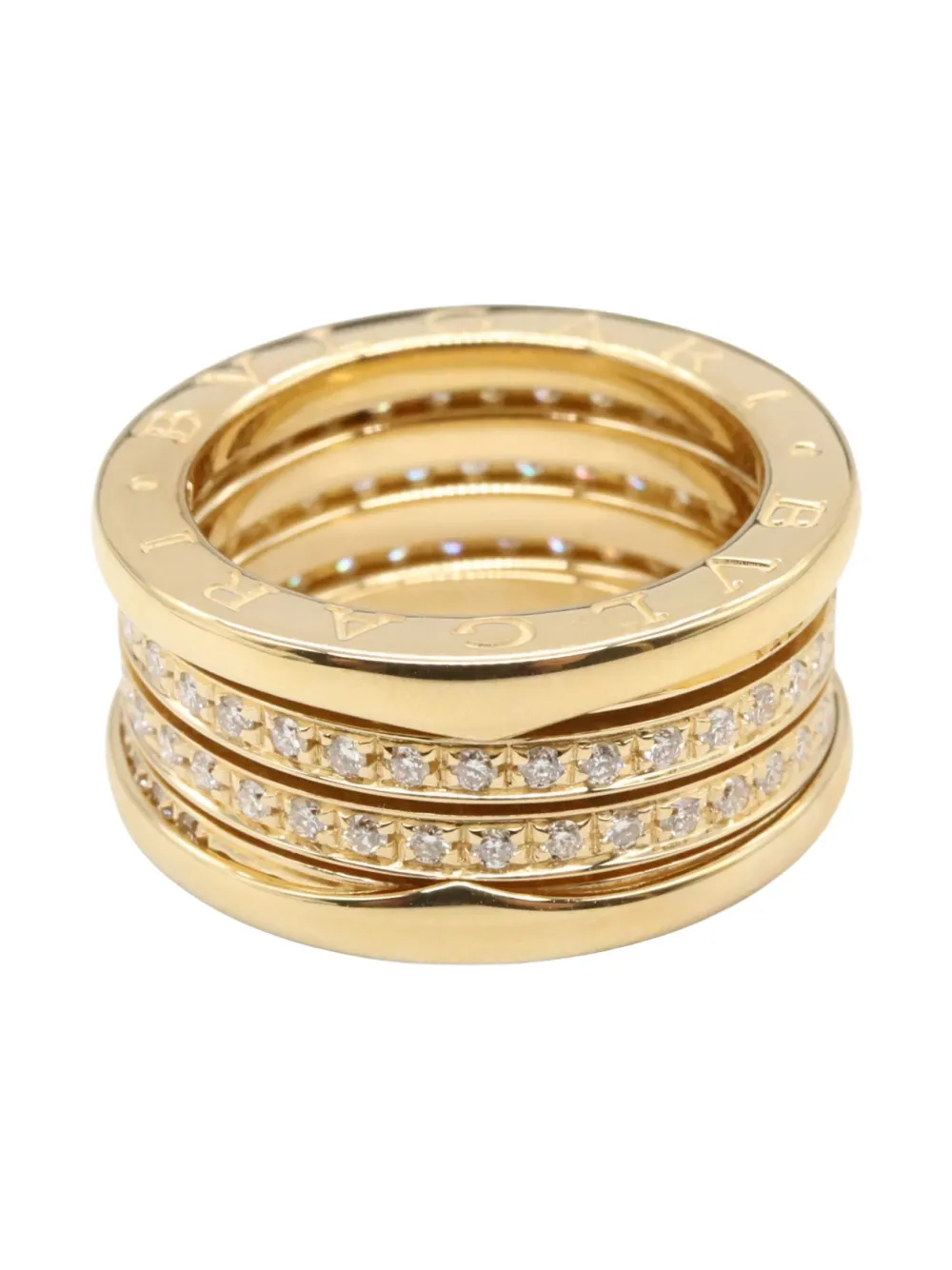 Pre-owned Bvlgari 10s 18k Yellow Gold B-zero Diamond Ring
