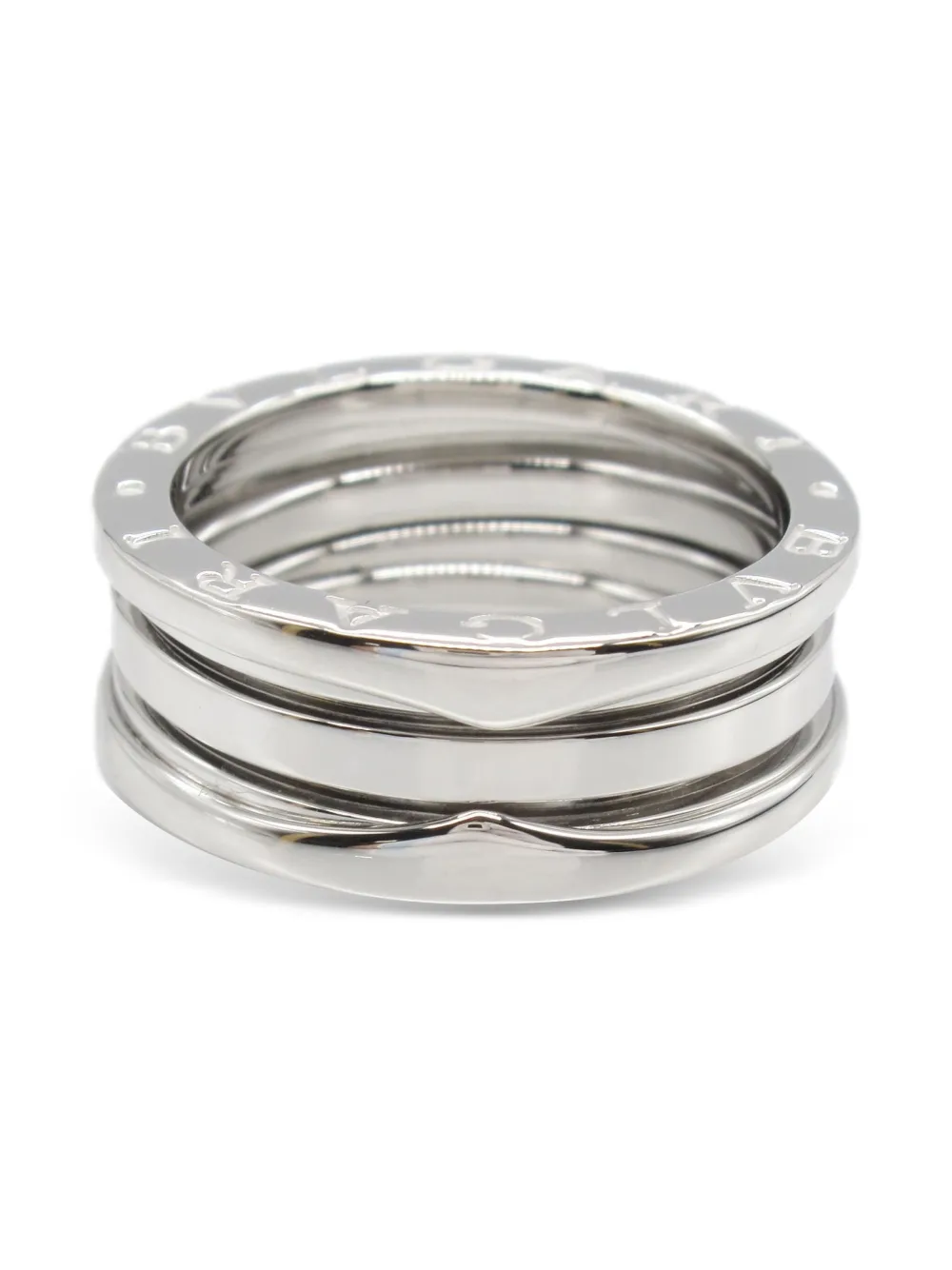 Pre-owned Bvlgari 10s 18k White Gold B-zero Ring In Silver