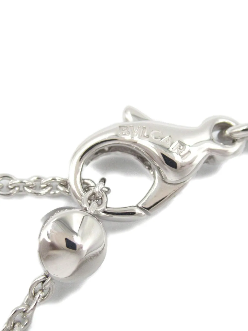 Pre-owned Bvlgari 2010s 18k White Gold Lucia Onyx And Diamond Necklace In Silver