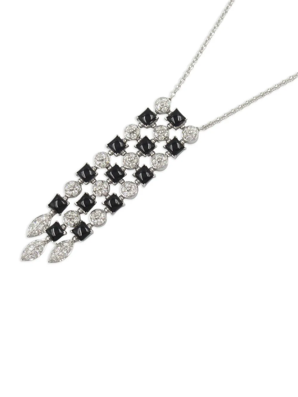 Bvlgari Pre-Owned 2010s 18K white gold Lucia onyx and diamond necklace | Image 2
