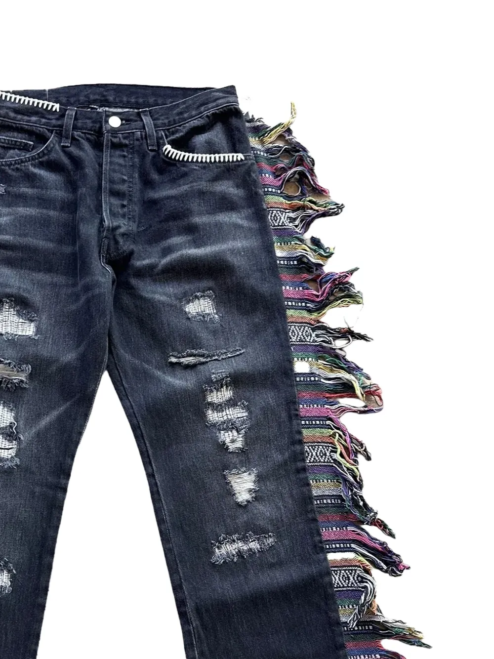 Alchemist Mickey gerafelde jeans met franje - Zwart