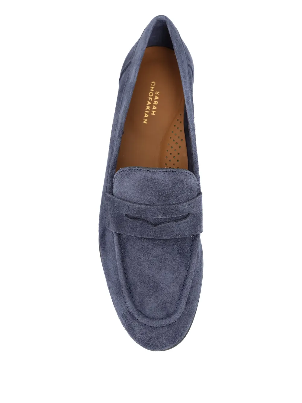 Sarah Chofakian Macchiato suède loafers met penny-bandje Blauw