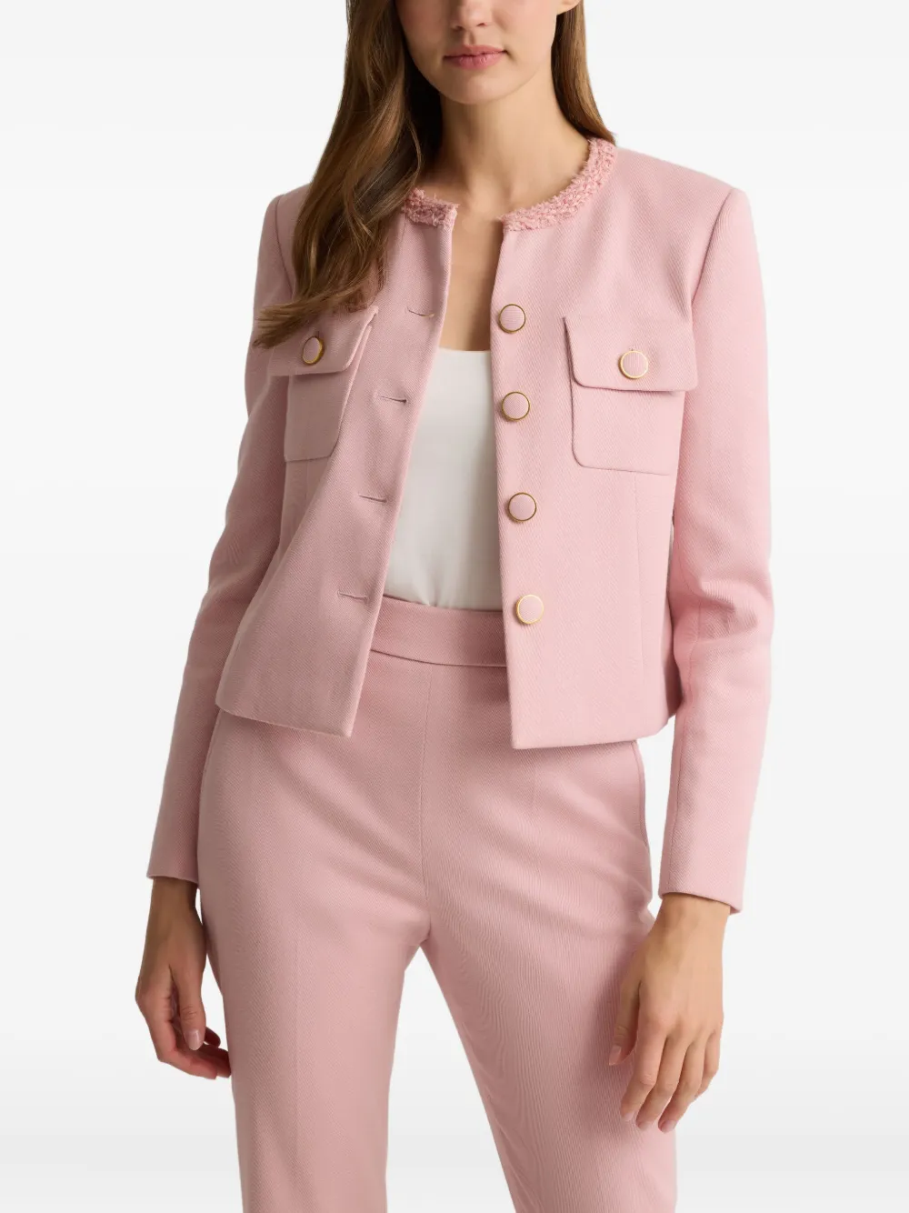 St John Stretch Melange Twill Jacket In Pink