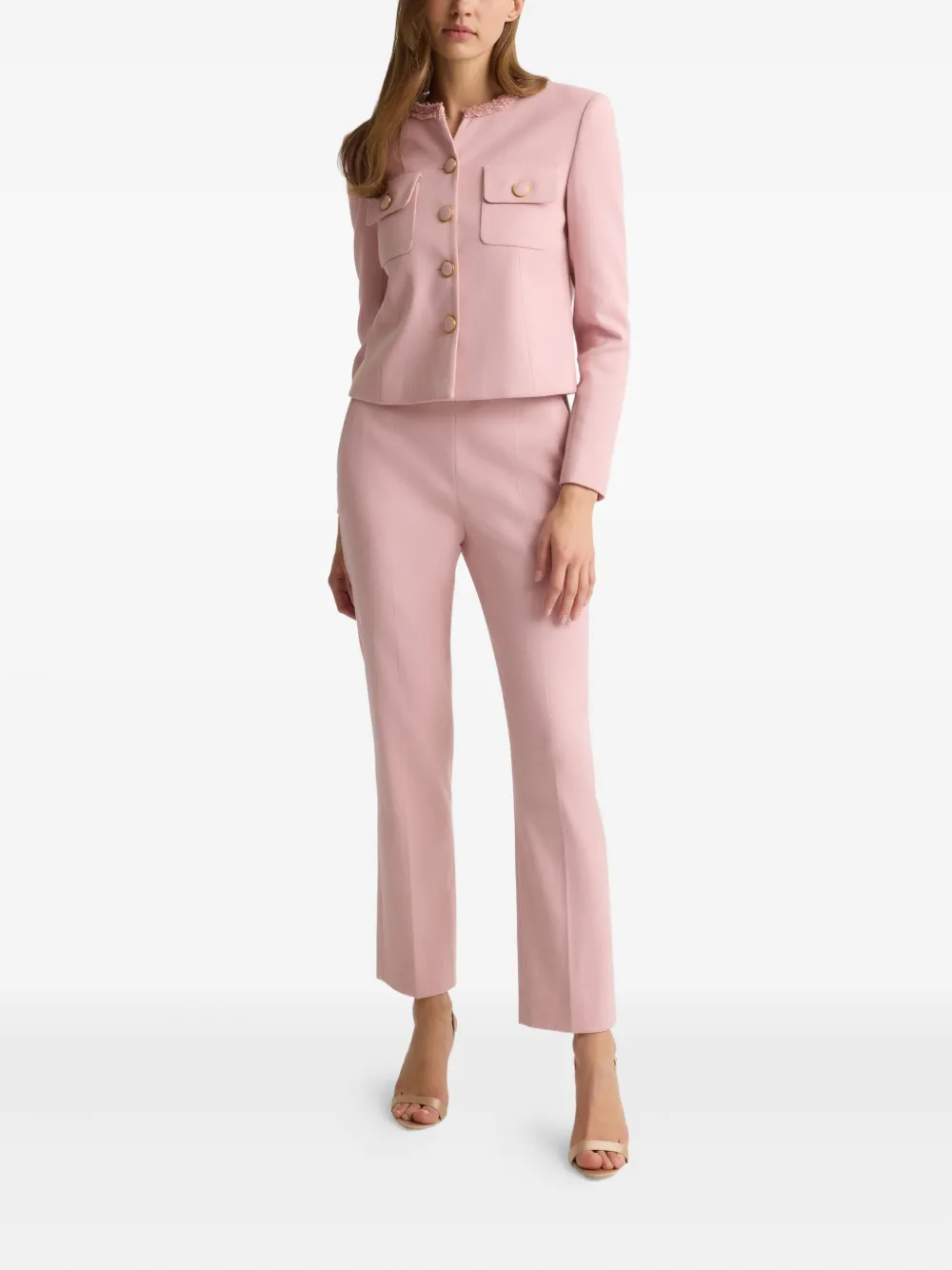 St John Stretch Melange Twill Jacket In Pink
