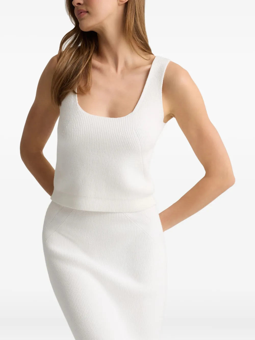 St. John Ribgebreide tanktop Wit
