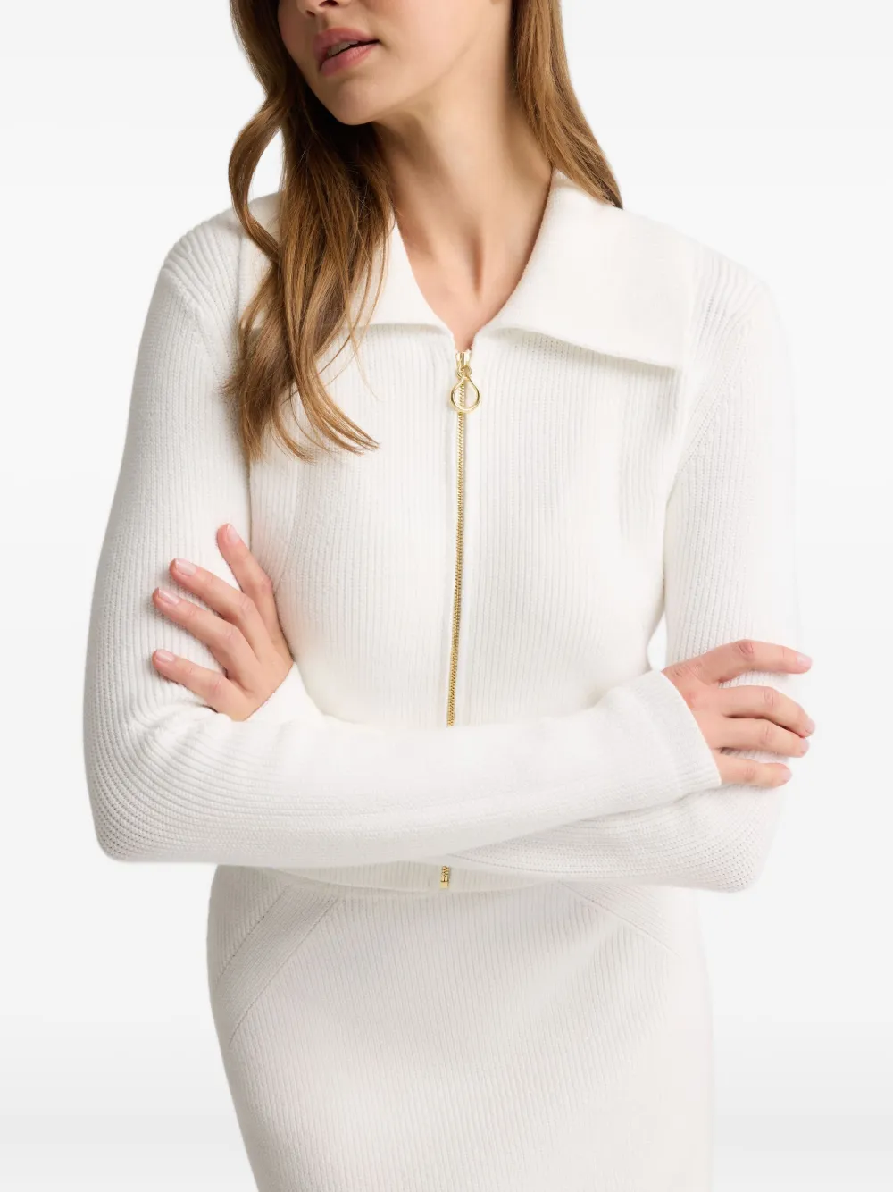 St John Jasmine Cardigan In Redondo Rib Knit In White